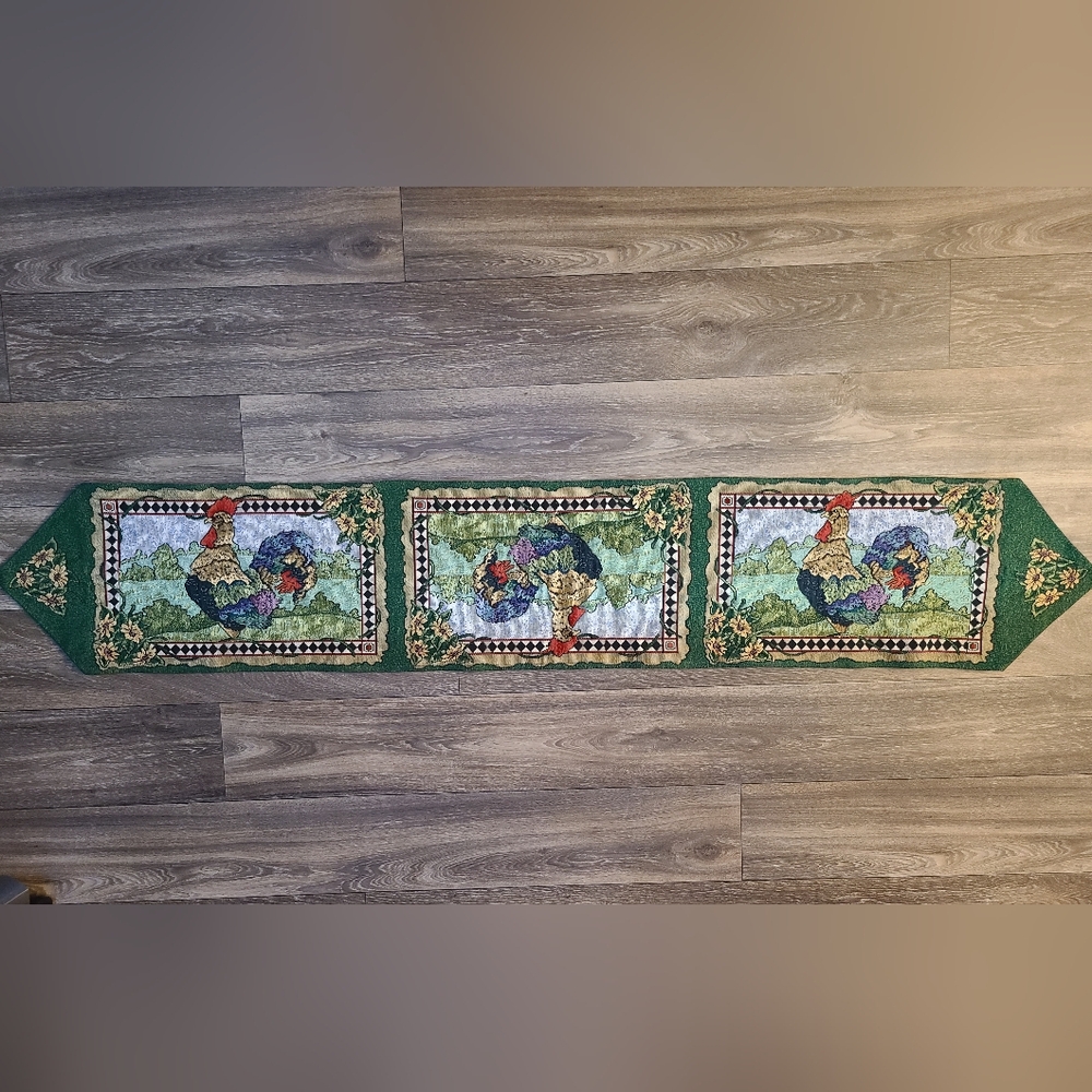 Tapestry Table Runner,13"x72", ROOSTER & SUNFLOWERS BY BETH YARBROUGH